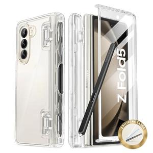 i-Blason for Samsung Galaxy Z Fold 5 Case with Pen Holder, [Built-in Screen Protector] [Hinge Protection] [3 Silicone Pen Covers] Stylish Full-Body Protective Z Fold 5 Case (Clear)