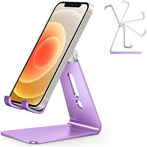 OMOTON Adjustable Cell Phone Stand, C2 Aluminum Desktop Phone Holder Dock Compatible with iPhone 15 14 13 Xs XR 8 Plus 7 6, Samsung Galaxy, Google Pixel, Android Phones, Purple