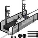 Under Desk Cable Management Tray, Wire Management Desk Cable Organizer Cable Management Box, Cord Organizer Storage for Office, Home (1 Pack-Black)