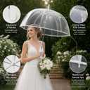 Clear Wedding Umbrella 2 Pack Mr & Mrs, 46" Bubble Dome Photography Prop | Transparent POE material For bride and groom Includes thank you cards