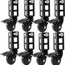 8PCS Storage Rack Caster Wheels,3" Heavy Duty Locking Caster Wheels Warehouse Shelf & Storage Racks Accessories, Fit for Boltless Self Locking Shelving Racks,1000LB Capacity(Black)