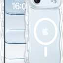 BENTOBEN Magnetic for iPhone Air Case 2025, Cute Wavy [Full Camera Protection] [Compatible with MagSafe] Matte Anti-Slip Bumper Women Girls Boys Protective Cover for iPhone 17 Air 6.5", Clear White