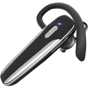 Single Ear Bluetooth Headset V5.3 Single-Ear Earpiece with Wireless Microphone 48H Battery, Bluetooth Earpiece - Handsfree for Driving/Truck Drivers, Compatible with iPhone, Android, Samsung