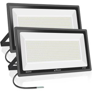 600W 2pack LED Stadium Flood Lights ,(3050W Equivalent)67500LM Super Bright LED Arena Outdoor Lights,100-277V IP66 Waterproof 5000K Daylight White Commercial Lighting for Sports Fields and Counts