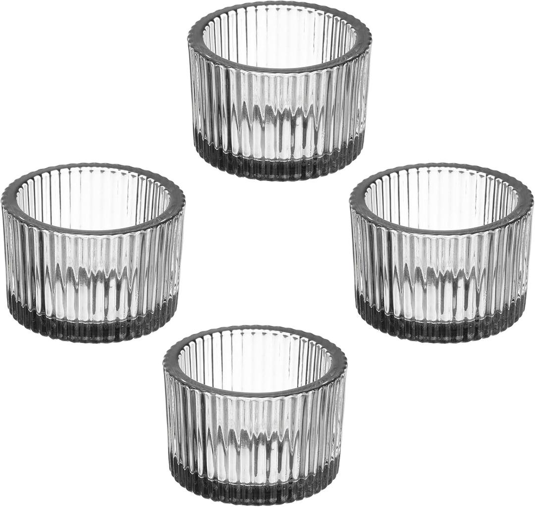 PATIKIL 4 Pcs Tealight Candle Holder, Tea Lights Candle Holder Glass Votive Candle Holders Glass Candle Holders for Table Centerpiece Decor Wedding Dinner Party, Black