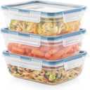 Snapware Plastic Total Solution 3-Pack (8.5-Cup) Food Storage Containers Set, Leakproof & Airtight Plastic Locking Lids Rectangular Containers, BPA-Free Lids, Microwave Dishwasher Freezer Safe