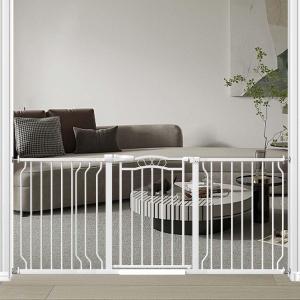 Fairy Baby 62.5"-71.6" Extra Wide Long Baby Gate for Doorways, Large Dog Gate for the House, No Drill Baby Gate for Stairs, Pressure Mounted Toddler Safety Child Gate Auto Close Pet Gate Indoor, White