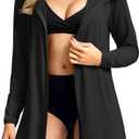 SANTINY Women's UPF50+ Swim Cover Up Sun Protection Hoodie Long UV Jacket SPF Lightweight Swimsuit Beach Cover Ups for Women (Medium, Black)