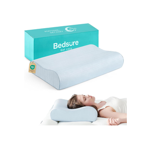 Bedsure Cervical Neck Pillow for Sleeping, Odorless Memory Foam with Cool-Touch Ice Pillowcases, Ergonomic Contour Pain Relief, Dorm Neck Support Pillows for Side, Back, Stomach Sleepers