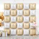 NISOCY 25PCS Beige White Square Foil Balloons Wall Backdrop Double Sided Sand Pearl White Balloon Arch Kit for Birthday Baby Bridal Shower Graduation Gender Reveal Engagement Party Decoration