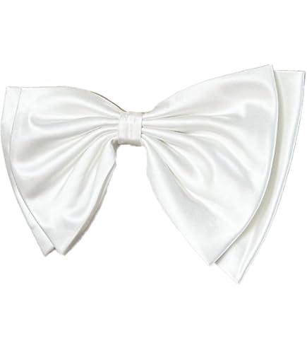 59" Long Bow for Wedding Dress Decoration Detachable Satin Bowknot White  (White-one Layer Bow)