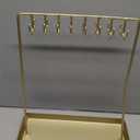 MyGift 14 Inch Brass Metal Jewelry Organizer Stand for Necklaces with 20 Hooks and Ring Tray