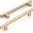 Amerdeco 10 Pack Brushed Brass Cabinet Pulls 5 Inch(128mm) Hole Center Drawer Pulls Cabinet Hardware Kitchen Cabinet Handles for Bathroom ZH0065