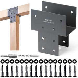 4 Pack Heavy Duty 4x4 (Actual 3.5"x3.5") Stainless Steel Post Caps Tie Bracket, Fit Connecting Wood Gazebo, Deck Patio Post and Wood Beams Bracket (Dark Ggray)