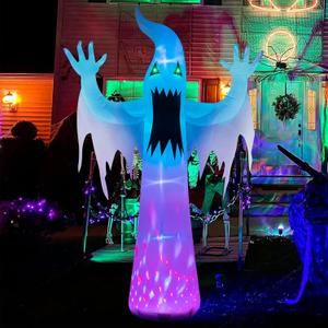 HBlife 12 FT Halloween Inflatables Scary Green Eye Ghost, Blow Up Outdoor Decoration with Color Changing RGB Lights, Halloween Giant Inflatable Decoration for Yard,Garden,Party
