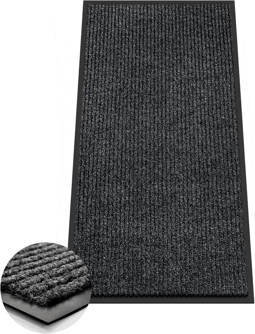 Azadx 2'x4' Indoor Outdoor Door Mat Heavy Duty Front Door Mat Ultra Absorbent Muddy Dirt Resist Welcome Door Mats Non-Slip Backing Entrance Mat for Home Commercial Outdoor Entrance Floor Mat (Dark Grey)