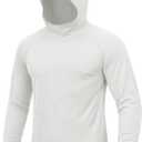 TACVASEN Men's Rash Guard Sun Hoodie Long Sleeve UPF 50+ Sun Protection SPF Quick Dry Hiking Swim Fishing Shirt (White, M)