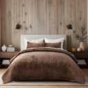 EverGrace Velvet Quilt Set Queen Size, Luxurious Soft Striped Channel Bedding Set, Lightweight Velvet Comforter for All Season, Oversized Bedspread Coverlet with 2 Matching Shams, Rust Brown