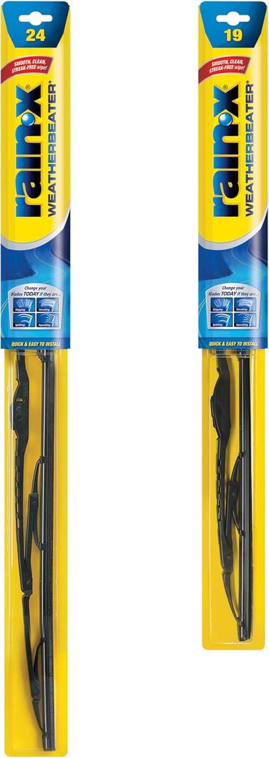 Rain-X 820144 WeatherBeater Wiper Blades, 24" and 19" Windshield Wipers (Pack Of 2), Automotive Replacement Windshield Wiper Blades That Meet Or Exceed OEM Quality And Durability Standards