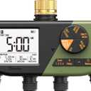 Diivoo 4 Zone Sprinkler Timer with Brass Inlet, IP68 Waterproof 4 Zone Water Timer with Large Display, Digital Control & Rain Delay & Manual Watering for Garden Hose, Lawn, Yard