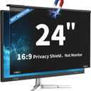 Magnetic 24 Inch Computer Privacy Screen for 16:9 Widescreen Monitor, Removable Hanging Anti-Blue Light Computer Screen Privacy Panel, Anti-UV Magnetic Attachment Monitor Privacy Screen