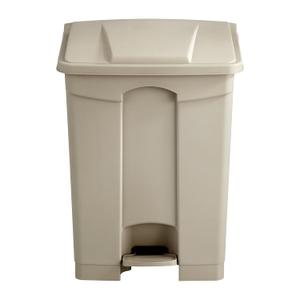Safco Step On Plastic Trash Can with Foot Pedal, 17 Gallon Garbage Can for Kitchen, Indoor or Outdoor Use, Hands Free, Tan
