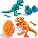 2 Packs 3D Printed Dinosaur Toys for 3-5 Years Boys, Skeleton T-Rex Figure with Large Storage Crystal Eggs, Great Easter and Birthday Gifts Fidget Toys for 3 4 5 6 7 8 9 10 11 12 Years Old Boys Girls