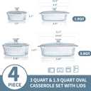 M MCIRCO 4-Piece Glass Casserole Baking Dish, Set of 2 Casseroles With Glass Lids, 1.9 Qt and 3 Qt