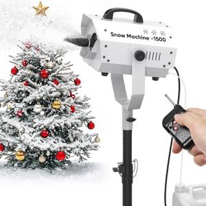 UPGREY 1500W Snow Machine for Outdoors and Indoors w/Tripod, Fake Snow Maker for Party with LED, Remote Controller and Fluid Tank