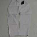 GINGTTO Linen Pants Men Slim Fit Elastic Waistband Lightweight Summer Beach Fashion Casual Pant (30W x 30L, White)