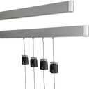 AS Hanging 8ft Gallery & Picture Rail System Set (2x4ft Rails) Matte Silver Aluminum & 4 Steel Wires | 40lb Max Load per Cable | Wall Hanging Hardware for Home & Office