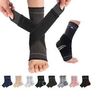 ABIRAM Ankle Brace for Women & Men, Ankle Compression Sleeve, Foot Sleeve with Wrap, Ankle Support, Foot Brace for Sprained Foot & Arch, Plantar Fasciitis Relief Socks, Achilles Tendonitis (Large, Green)