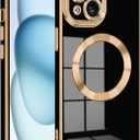 Magnetic for iPhone 14 Case Rectangle, Compatible with Magsafe Wireless, Plated Soft TPU with Full Lens Protection, Military Grade Shockproof Phone Case for iPhone 14 Black (14 6.1inch)