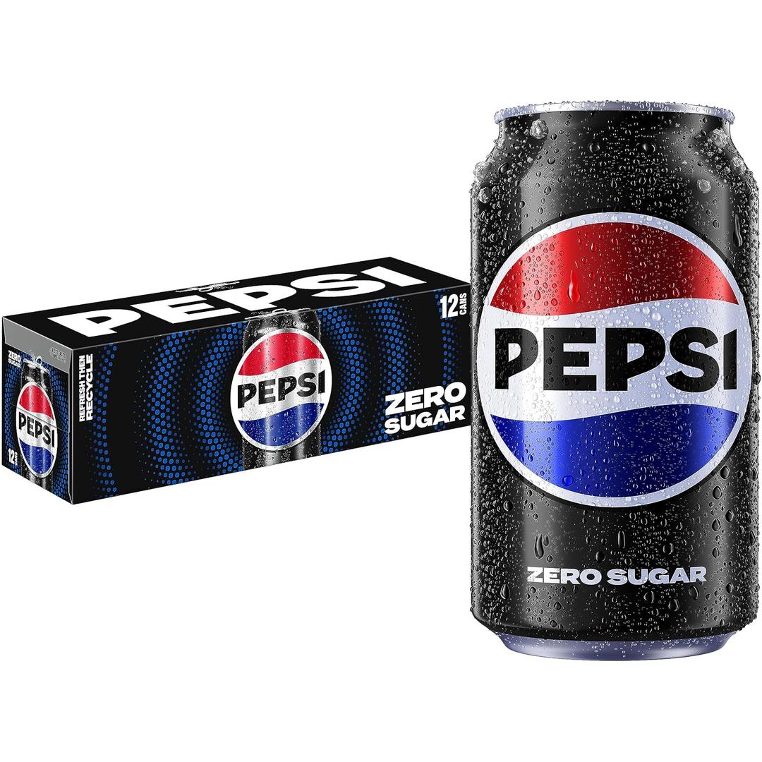 2 x Pepsi Zero Sugar Cola Soda, 12 Fl Oz Cans (Pack of 12) (EXP 11/09/26)
