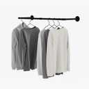 pamo Industrial Wall Mounted Clothes Rack - Heavy Duty Industrial Pipe Wall Clothes Rack