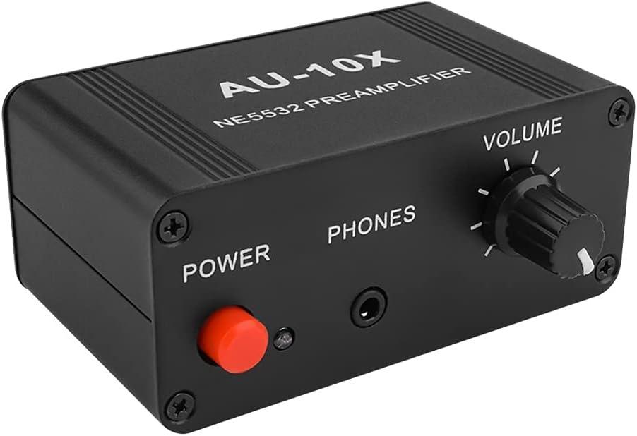 AU-10X NE5532 Audio Signal Preamplifier Headphone AMP Board Gain 20Db 3.5MM Volume Control Tone DC 12V