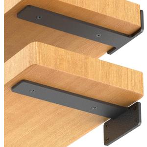 12 Pack Floating Shelf Brackets, 10 Inch Heavy Duty Industrial Shelf Bracket, Black Metal L Brackets for Shelves Support DIY (1/5 Inch Thick)