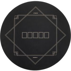 SLOWPLAY Godel 47 Inch Round Poker Mat for Texas Holdem | Poker Table Top with Extra Water Repellency, Hemmed Edges, Noise Reduction | Super Portable for Gaming Everywhere (Black and Champagne Gold)