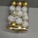 SHareconn 30ct 2.36 Inch Christmas Tree Balls Ornaments, Colored Shatterproof Plastic Decorative Baubles Decorations for Xmas Tree Decor Holiday Party Wedding Decoration (Gold & White, 60mm)