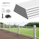 CKE 50 Pack 26" White Round Aluminum Balusters, White Aluminum Spindles with Screws& Conectors for Indoor Outdoor, 3/4" Diameter Hollow Deck Round Balusters for Wood and Composite Deck Balusters