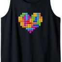 Pixel Heart Blocks Tank Top Dark Blue, Size M