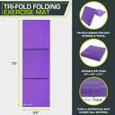 ProSource Tri-Fold Folding Thick Exercise Mat 6’x2’ with Carrying Handles for MMA, Gymnastics, Stretching, Core Workouts