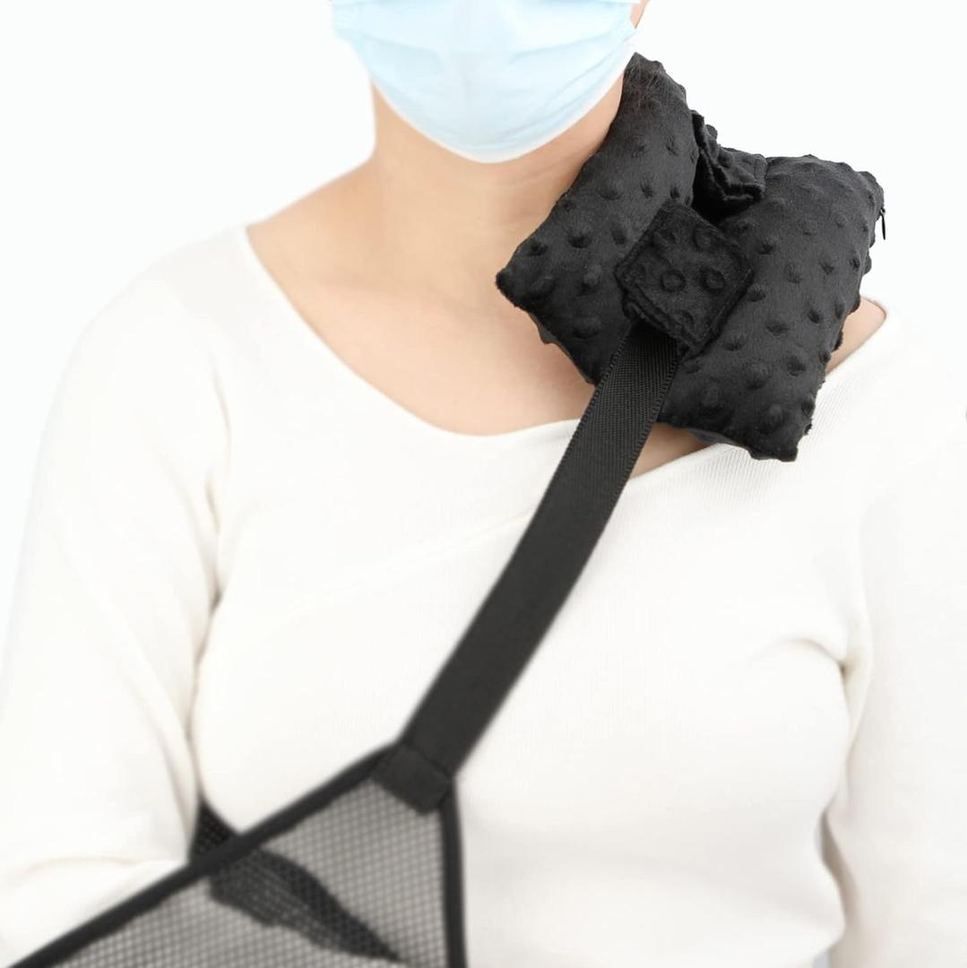 Neck Pad Strap Cushion for Arm Sling Shoulder Brace Carry Padding Pillow Arm Elbow Wrist Injury Cast Support Arm Sling Strap Cushion for Women Men Minky Dot Black