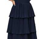 SCOMCHIC Women's Plus Size Formal Wedding Guest Evening Party Dress Short Sleeve Pleated Tiered Chiffon Bridesmaid Dresses XL