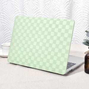 Seorsok Compatible with MacBook Air 13 Inch Case2022 2021 2020 2019 2018 Release A1932 A2179 M1 A2337,Elegant Leather Plastic Hard Shell Case Transparent Keyboard Cover,Green PVC Grid No Logo Cutout