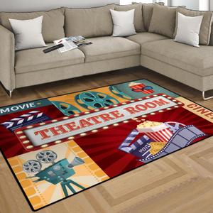 Movie Area Rugs, Movie Night Home Theater Floor Mat Upgrade Silicone Dot Non-Slip Cinema Sign Area Carpet, Large Vintage Film Rugs for Home Cinema Living Room Bedroom Decor (60" x 40", Movie 2) (3'4" x 5' (Rectangular))