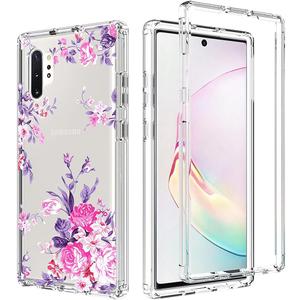 for Galaxy Note 10 Plus 5G, Crystal Clear Case, TPU 360Full Body Shockproof Hybrid Phone Case for Samsung Galaxy Note 10 Plus Rose Flower
