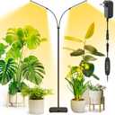 MistyJungle Plant Grow Light for Indoor, Full Spectrum Dual Heads Grow Light, 66.5in Extendable Stand,144 LEDs,10Level Dimmable, Auto Timer, Adjustable Gooseneck Floor Lamp for Tall Large Plants