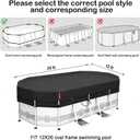 QH.HOME 12X20ft Oval Pool Cover,[Ultimate Windproof & Tear-Resistant Fabric],Snug Fit with Patented Ratchet & Weight Rings,Solar Pool Cover for Above Ground Pools, Blocks Leaves &Waterproof