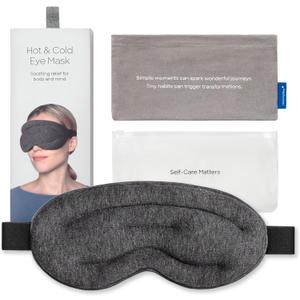Ostrichpillow Hot & Cold Eye Mask - Clay Beads Hot Cold and Compression Therapy for Dark Circles, Eye Bags, Dry Eyes, Headaches, Migraines - Hook and Loop Closure 2 Protective Bags Included
